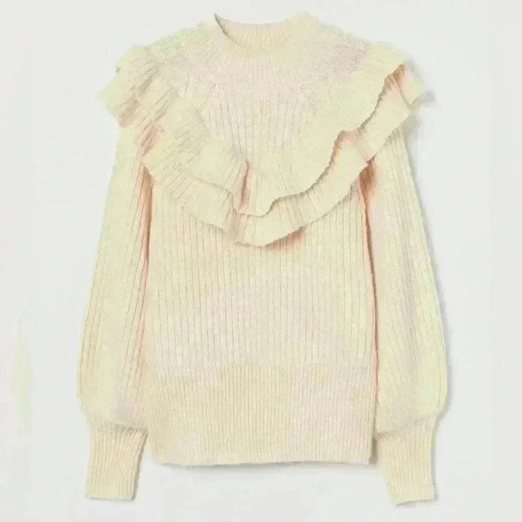 H&M Flounced Rib-Knit Ruffle Sweater - Picture 3 of 11